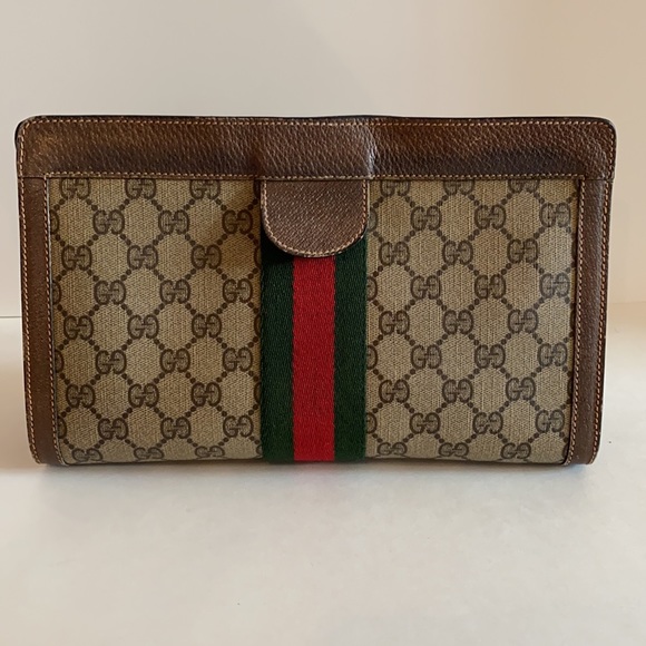 Gucci Sherry Line Clutch/Cosmetic pouch GG PVC leather trim - Picture 13 of 13